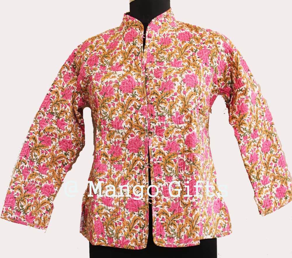 Women’s Reversible Pink Floral Quilted Jacket