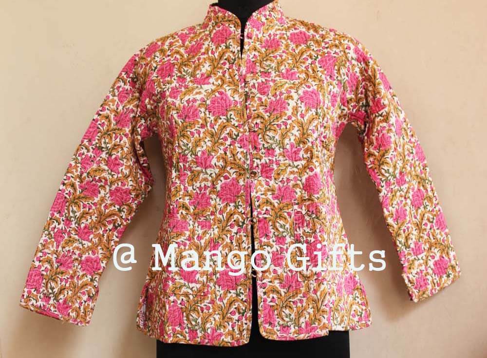 Women’s Reversible Pink Floral Quilted Jacket
