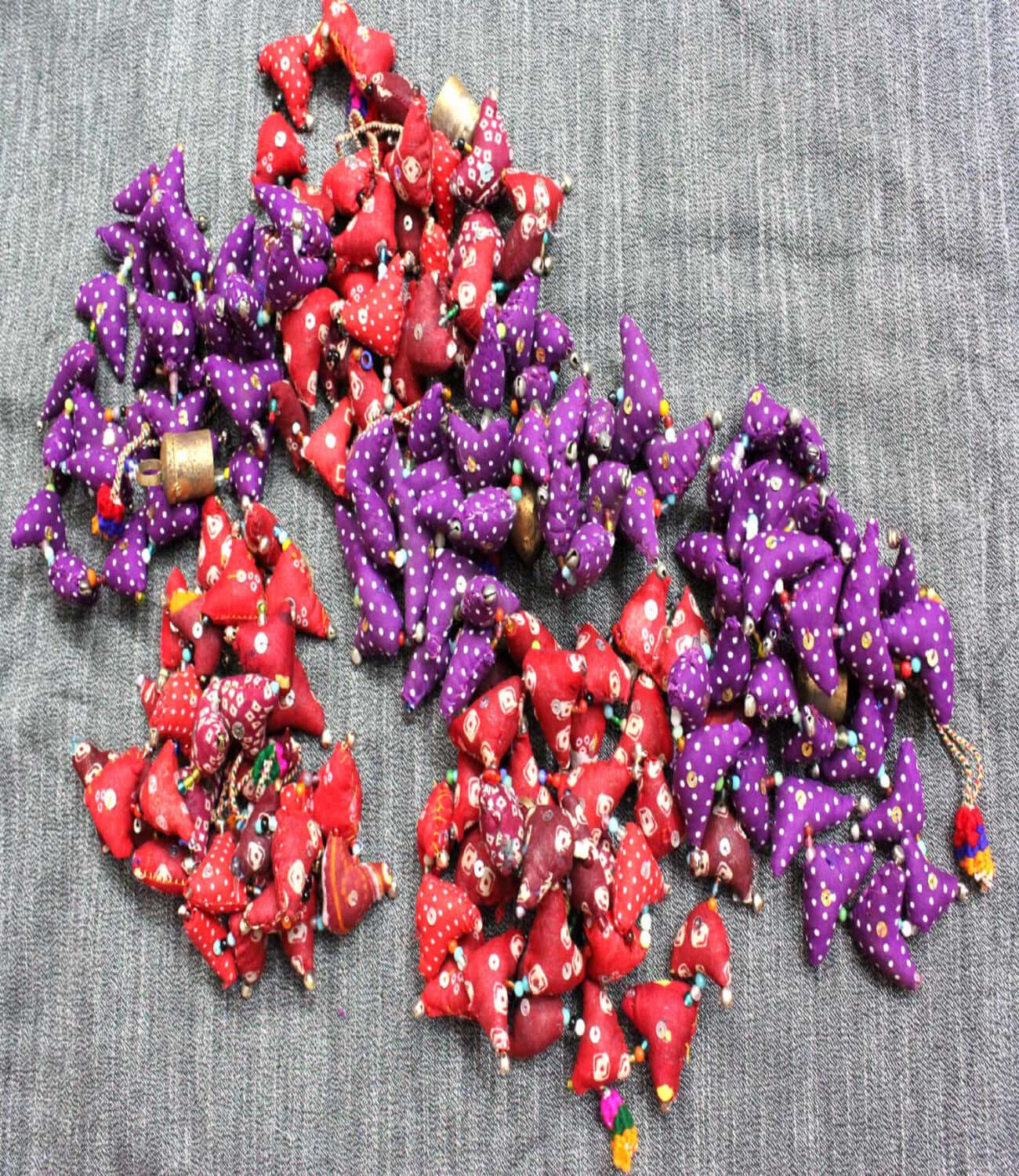 30 Tota Birds Bells Hanging Decoration - Handmade Indian ornament with vibrant colors, metal bells, eco-friendly design, perfect for home or garden décor