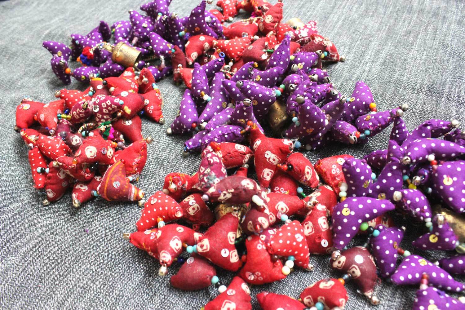 30 Tota Birds Bells Hanging Decoration - Handmade Indian ornament with vibrant colors, metal bells, eco-friendly design, perfect for home or garden décor