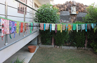 Silk Sari Fabric Bunting party decoration 