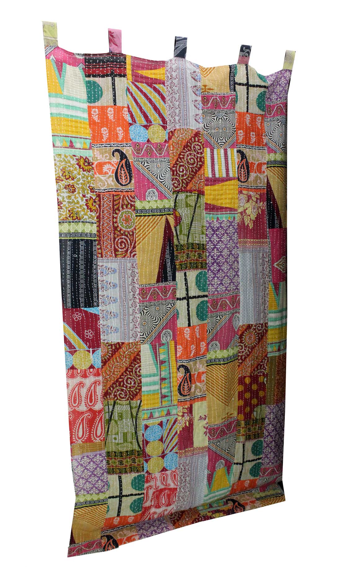 Recycled Sari Curtain - Boho Kantha Patchwork Drapes