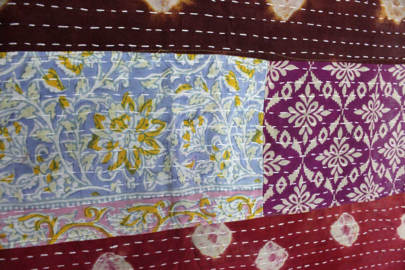 Recycled Sari Curtain - Boho Kantha Patchwork Drapes