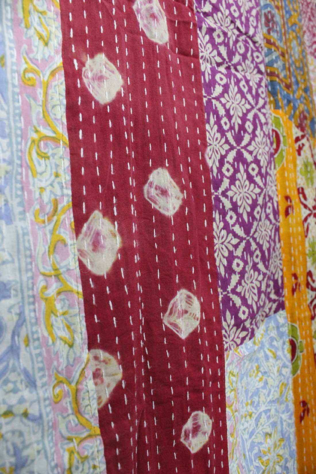 Recycled Sari Curtain - Boho Kantha Patchwork Drapes