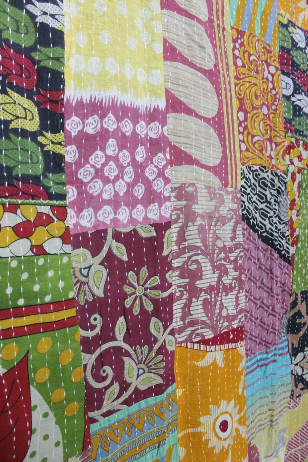 Recycled Sari Curtain - Boho Kantha Patchwork Drapes