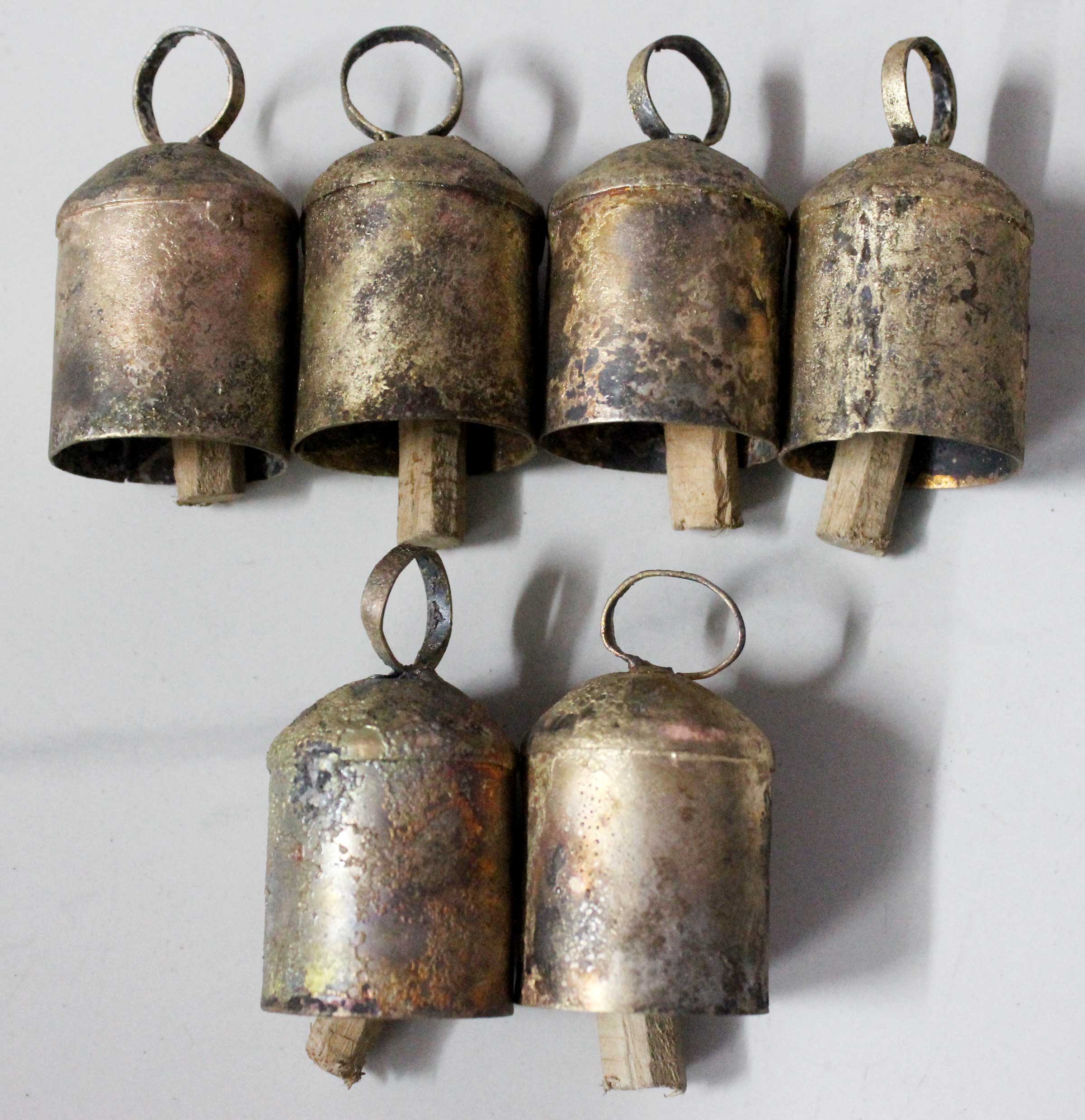 Tin Bells Shabby chic Free Shipping Rustic Indian Vintage Material 