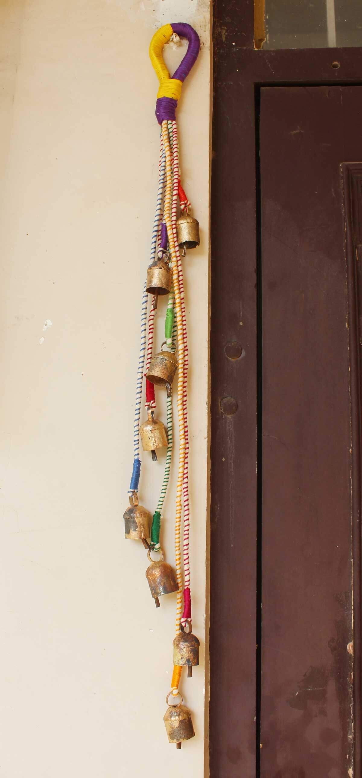 Vintage Bells Hanging String Chimes Door Hangings 70 cm Length Indian Metal Crafts Handmade,Rustic Vintage,Shabby Chic Vintage bells