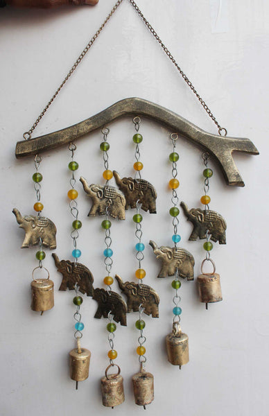 Elephant Decor Chimes and Bells Outdoor Patio Boho Country Patio Decor