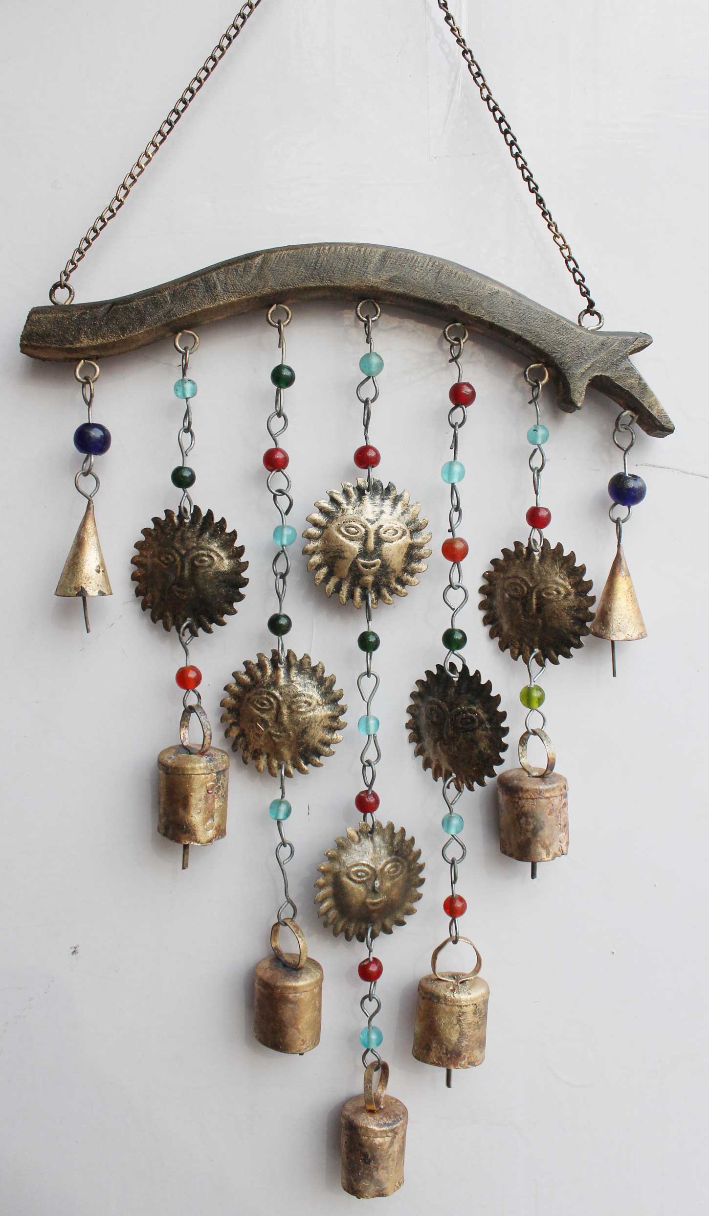 Sun Moon Star Wall hanging windchime metal wall hanging boho decor 