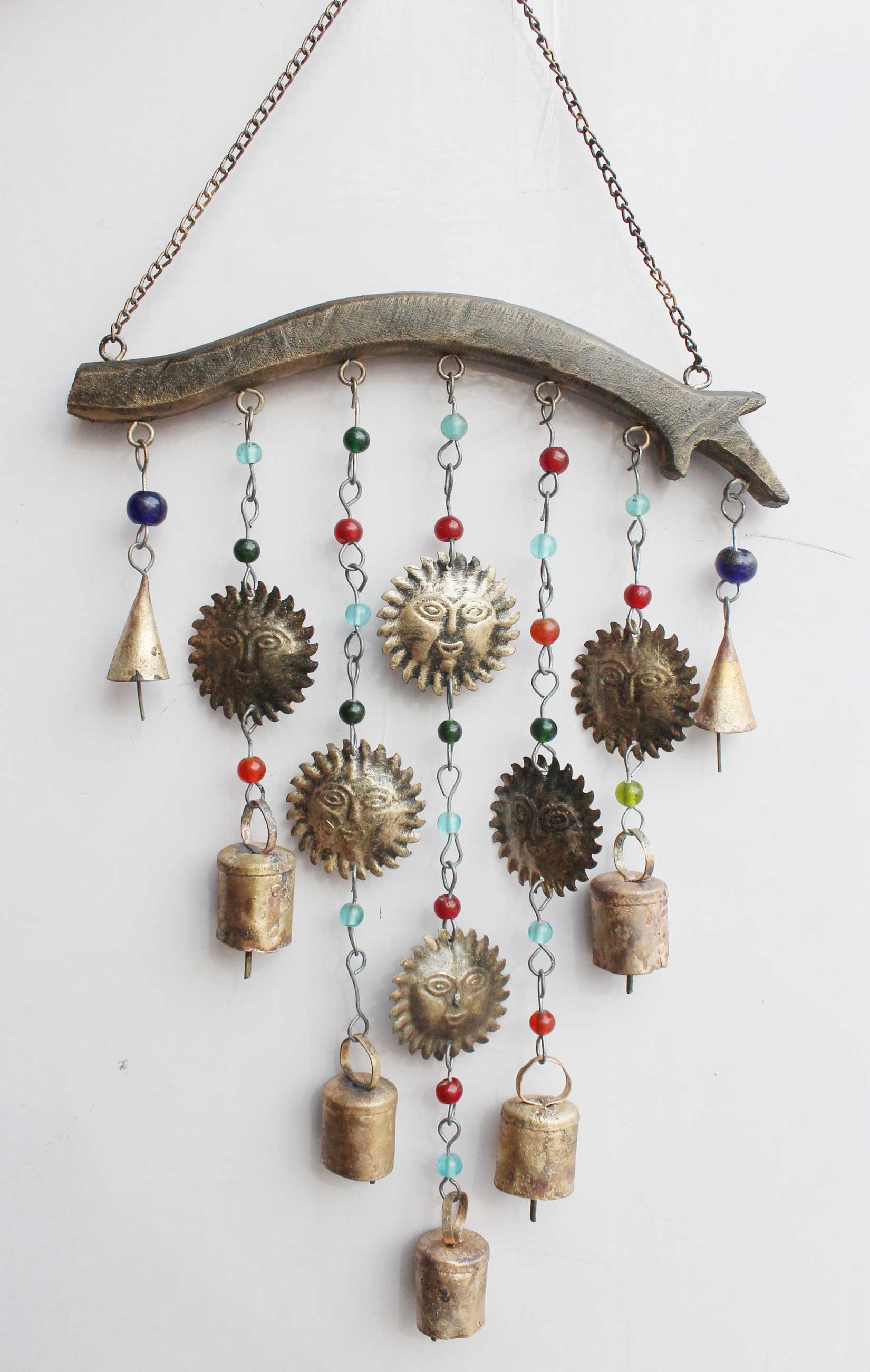 Handmade Beaded Iron Windchime Decorative Wind chimes Indian Metal Crafts Mobiles Suncatcher