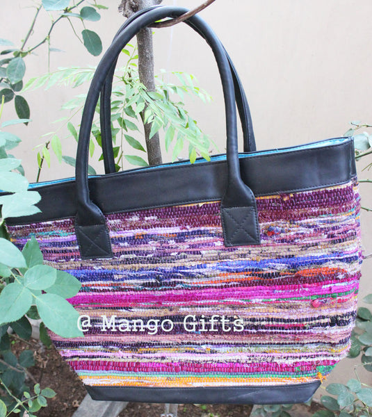 Chindi Rug Tota/Tote Bag Hand Stitch Shopping Bag