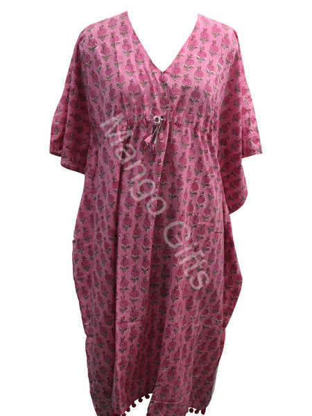 Women Wear Long Cotton Dress Caftan Gown Hippie Bohemian Wear Indian