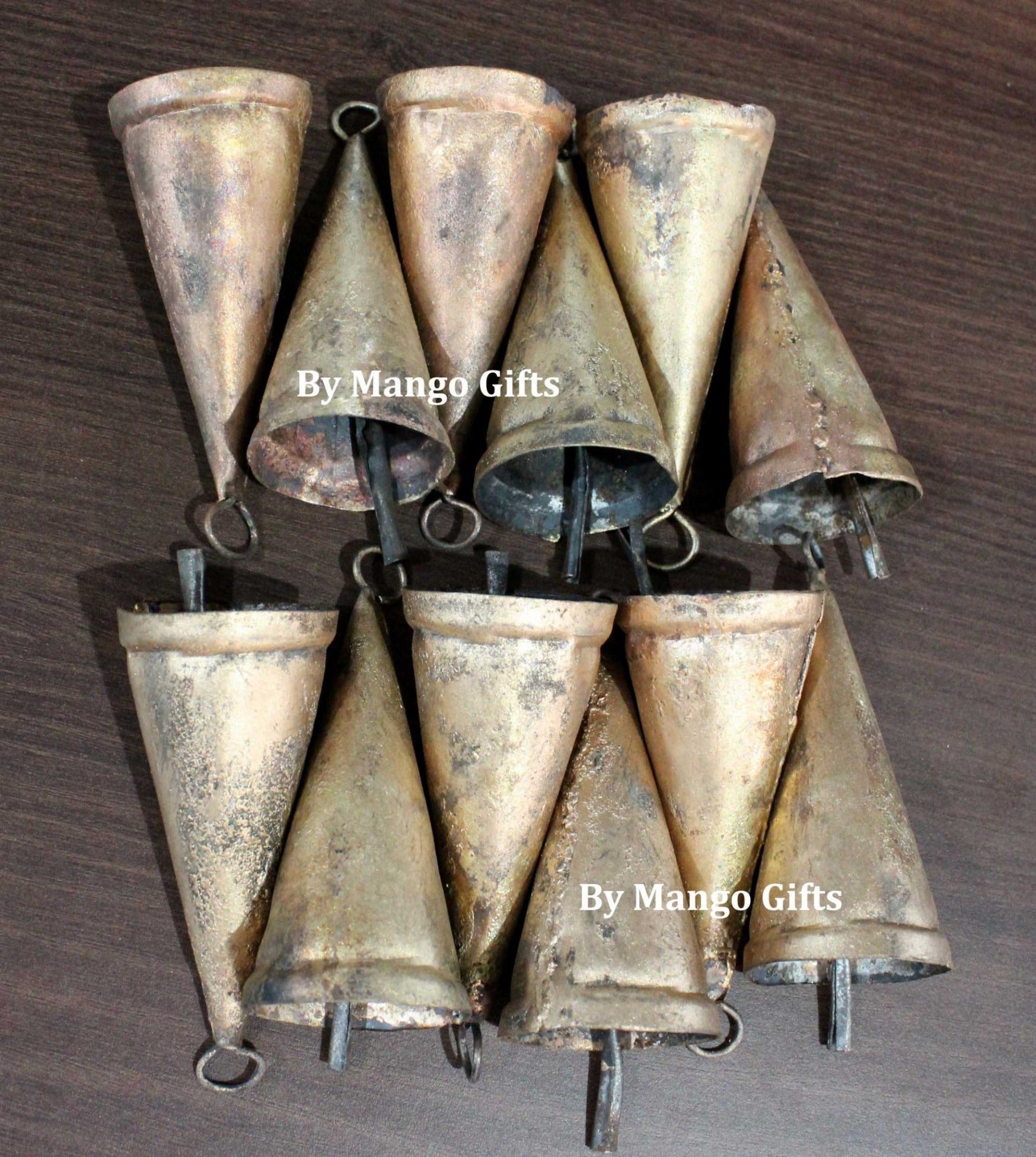 Shabby Chic Rustic Cone Shape Bells - 3.5" Height