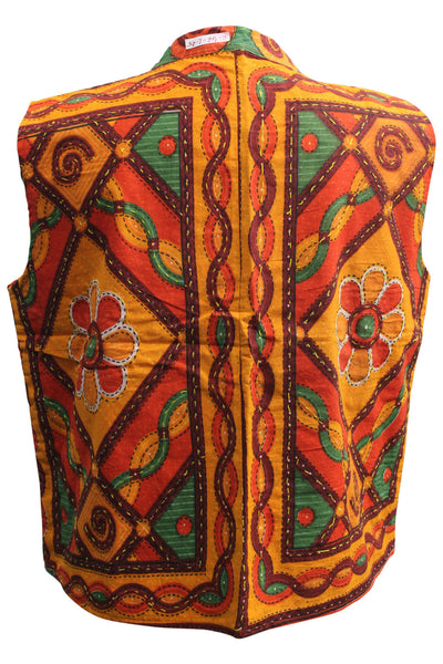 Sleeveless jacket kantha work 