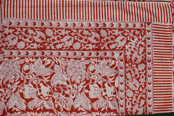 Hand Block Print Indian Rectangular Tablecloth with Napkins 100%cotton Floral Kitchen Linen