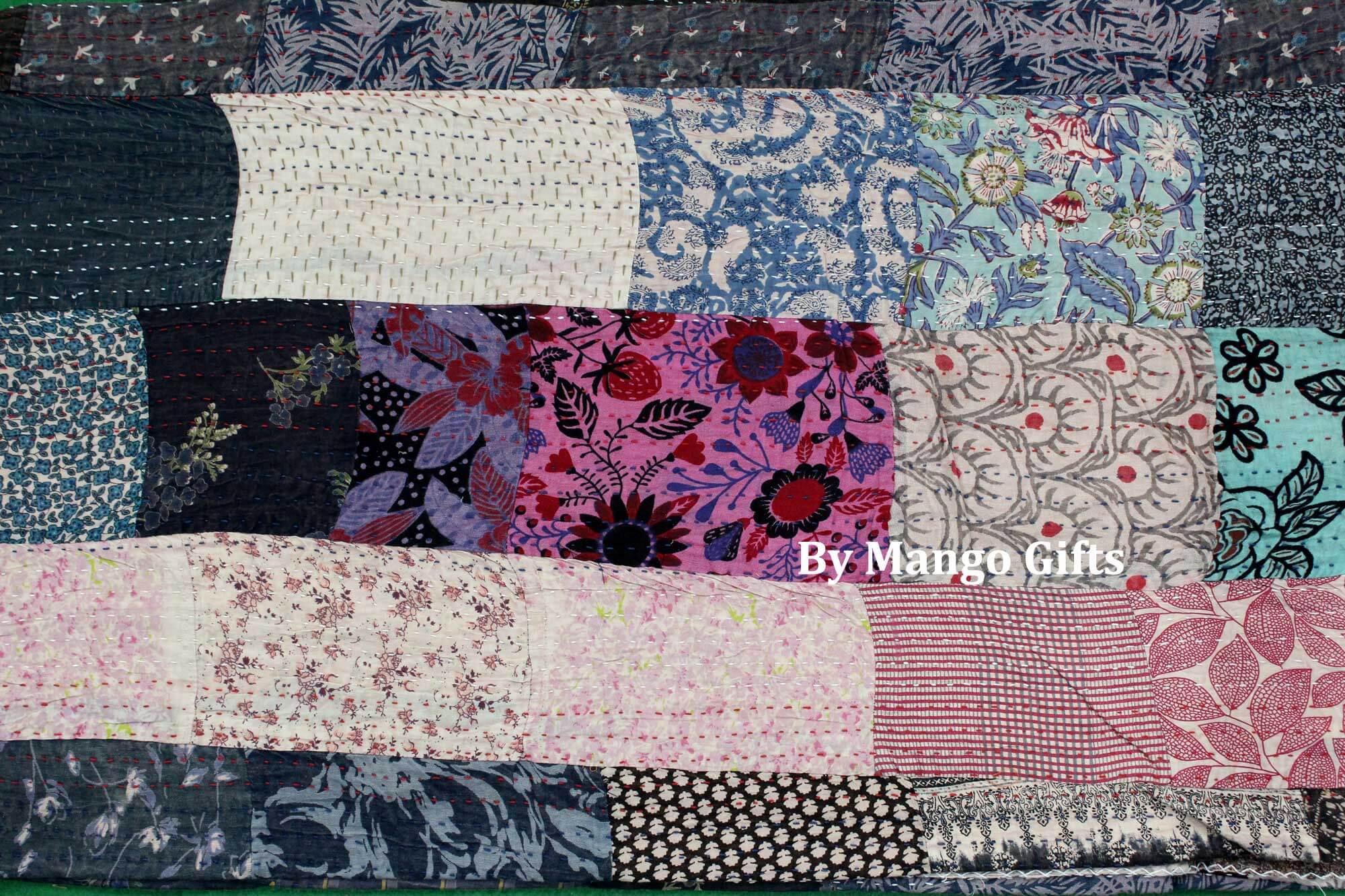 100%cotton,Boho,Boho Decor,Boho Theme,Floral,Handmade,Kantha Work,Patchwork,Recycled Sari,Vintage