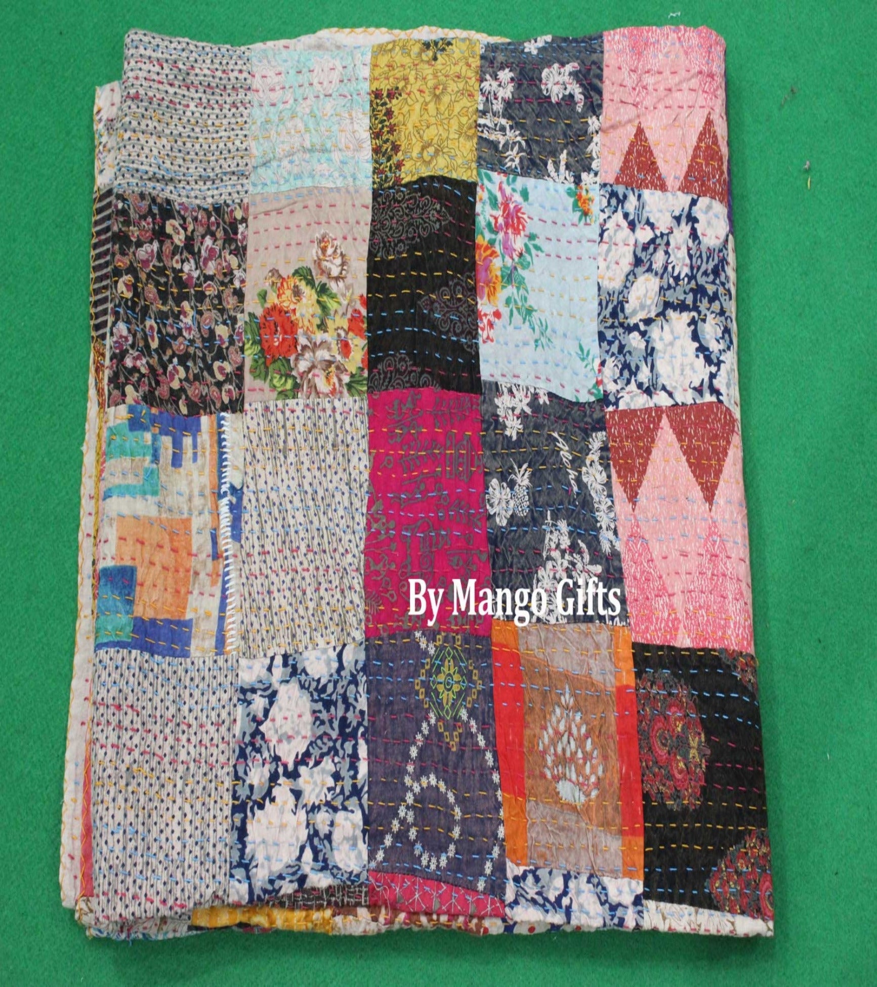 Indian Sari Saree Kantha Bedsptread Throws Queen size 