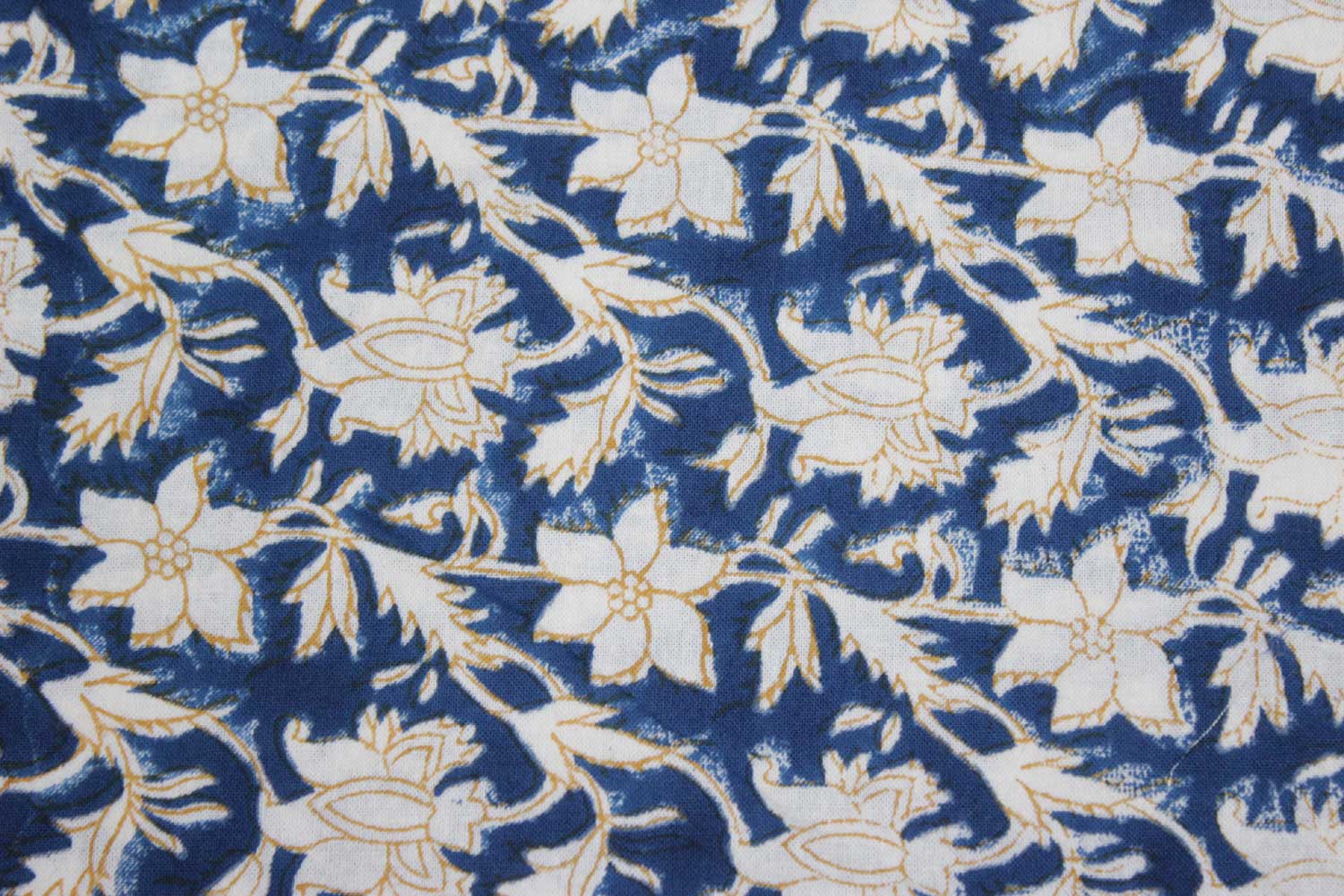Hand Block Print Cotton Tablecloth - Blue Floral 60x90"