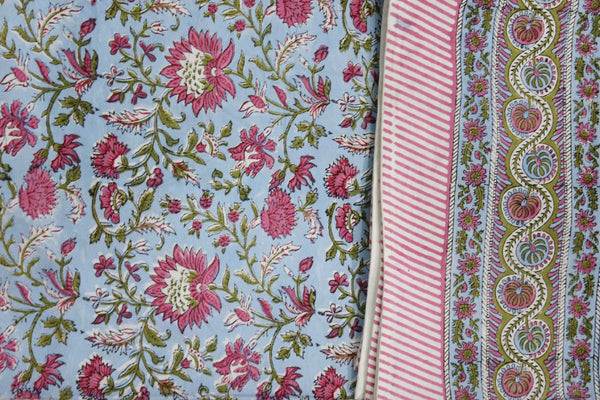 Hand Block Print India Tablecloth 100%Cotton Floral Rectangular Multi color 60*90 Inch