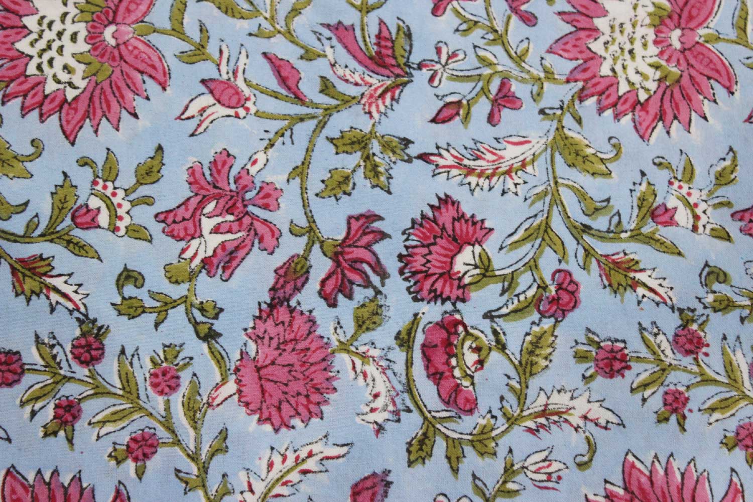 Hand Block Print Tablecloth - 100% Cotton Floral