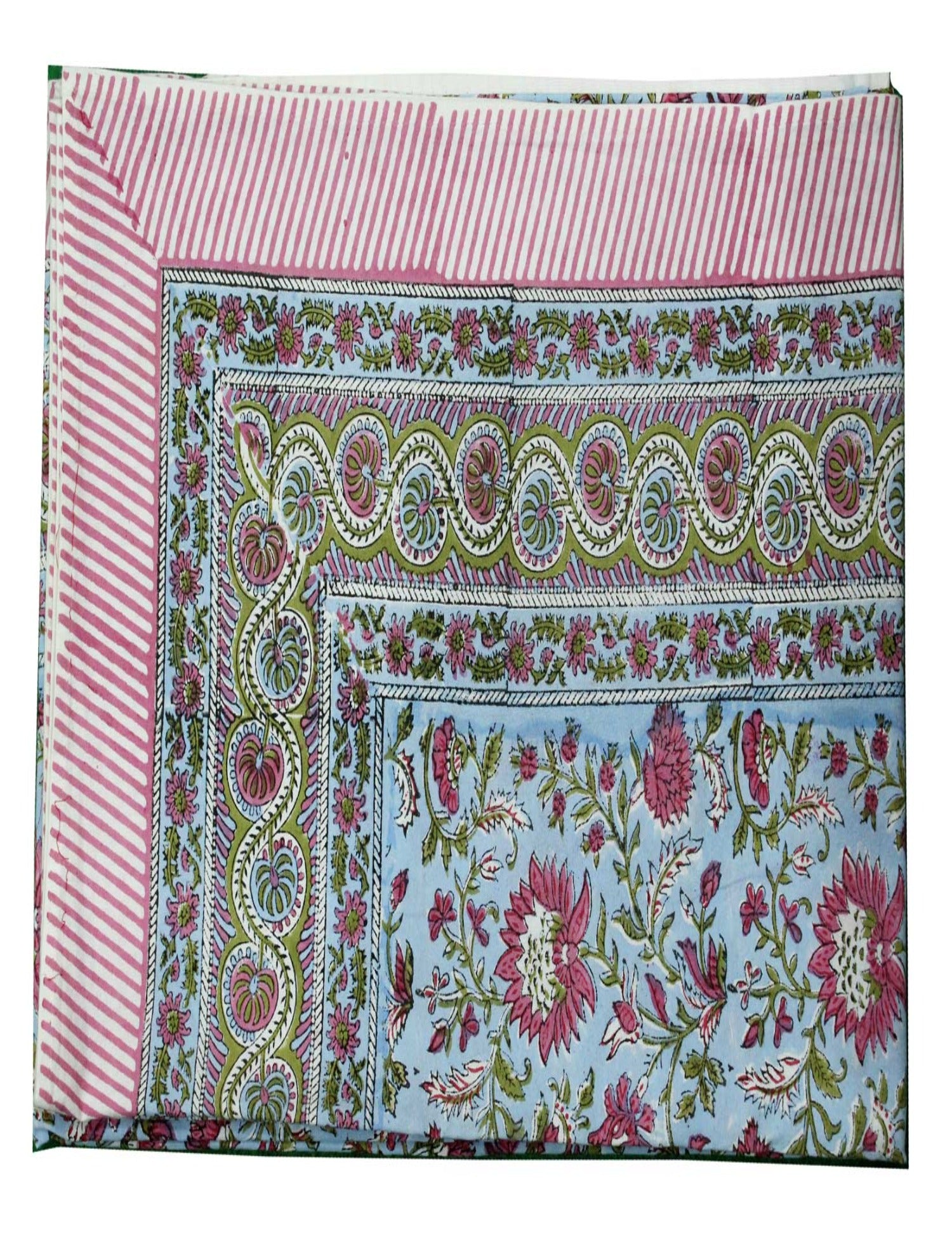 Hand Block Print Tablecloth - 100% Cotton Floral
