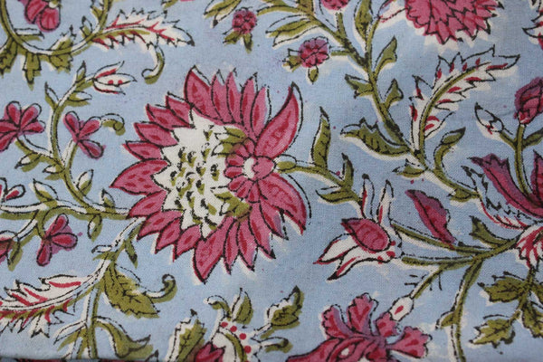 Hand Block Print India Tablecloth 100%Cotton Floral Rectangular Multi color 60*90 Inch