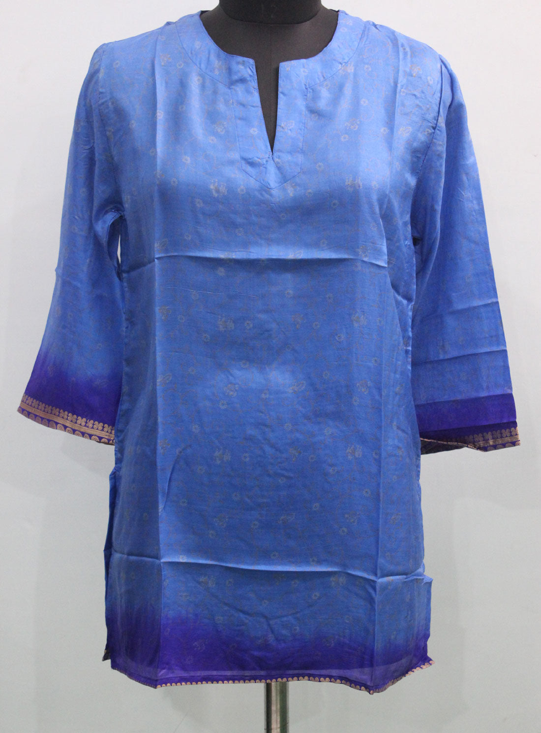 Bohemian Indian Silk Sari Blouse V-Neck Tunics Wholesale