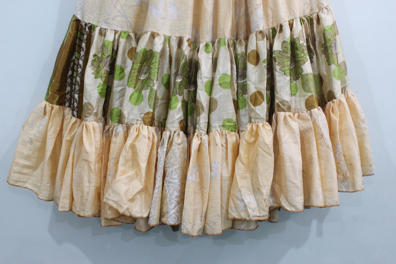 Vintage Silk Sari Belly Dance Frill Skirt - Boho Women