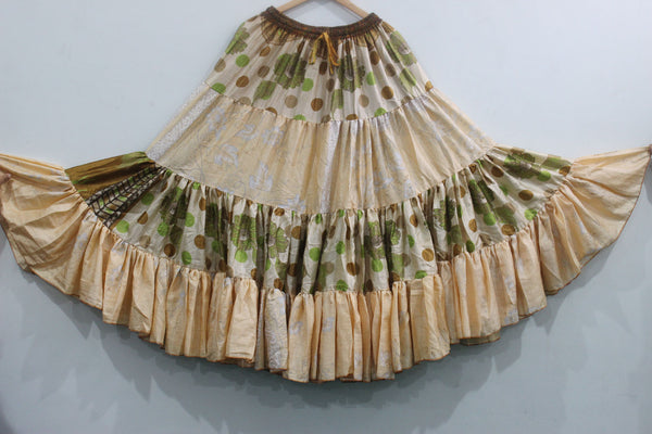 Recycled Silk Sari Skirt Bohemian Fashion 