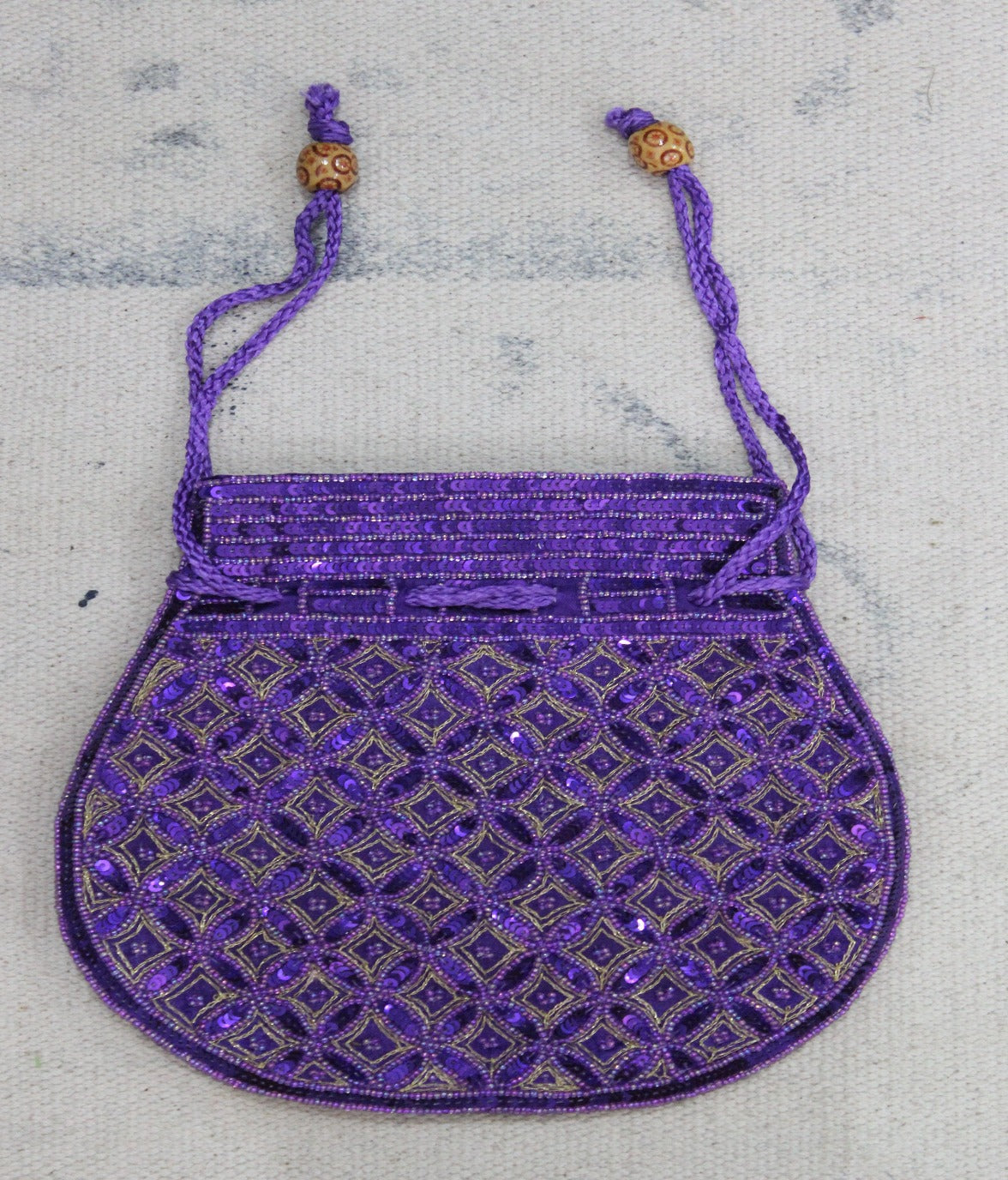 Beautiful Purple Handmade Indian Fashion Potli Bag with Sequins