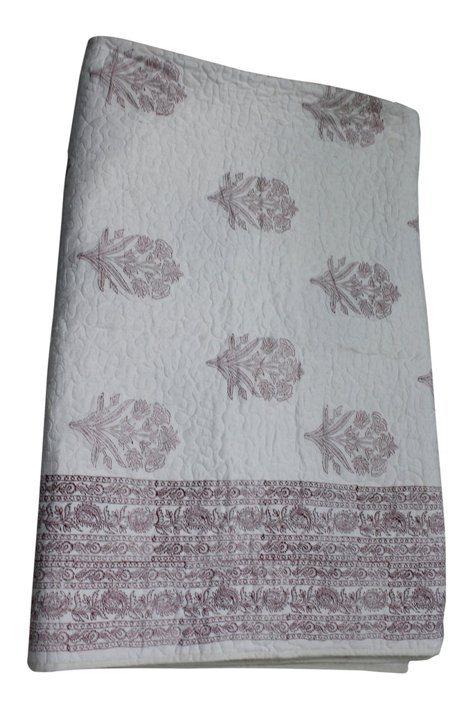 Hand Block Print Pure Cotton Reversible Print Quilt, Size: Lxb 90x108 Inches