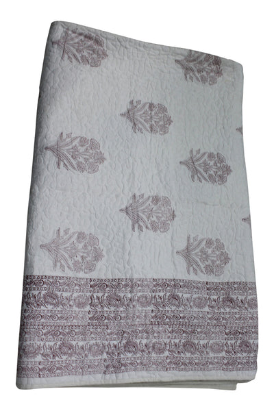 Hand Block Print 100%Cotton Reversible Quilt Traditional Look 90 x 108 Inches Cotton Filled Lightweight Soft Quilts