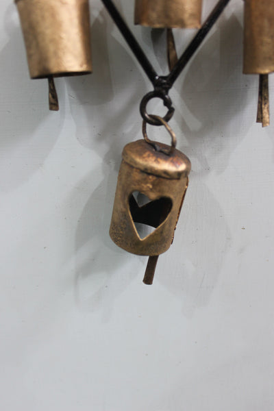 Wind chime with Hearts and Bells Handmade Recycled Iron Metal Crafts