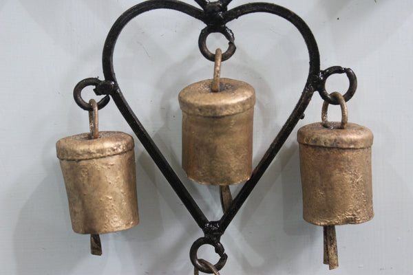 Wind chime with Hearts and Bells Handmade Recycled Iron Metal Crafts