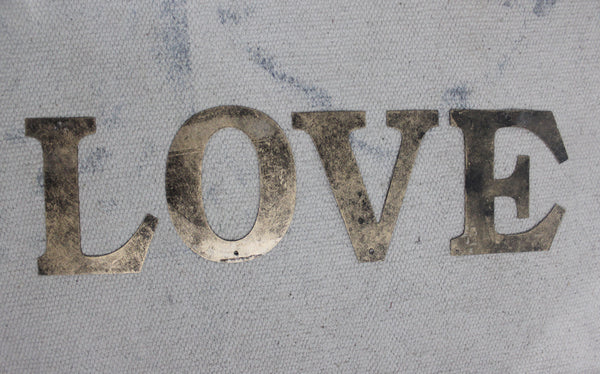 Recycled Iron Capital Letters Distressed Gold and Silver Finish with Hole Metal Alphabet , Letters for DIY Sign