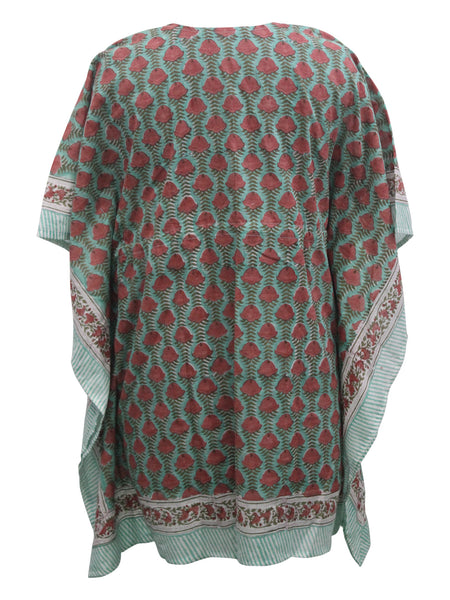 Women Hand Block Print 100%Cotton Kaftan Tunic Floral Top Hippie Wear