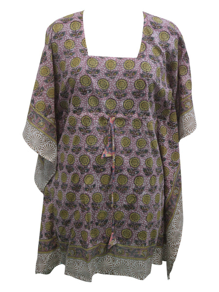 Women Hand Block Print 100%Cotton Kaftan Tunic Floral Top Hippie Wear