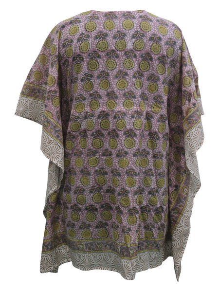 Women Hand Block Print 100%Cotton Kaftan Tunic Floral Top Hippie Wear