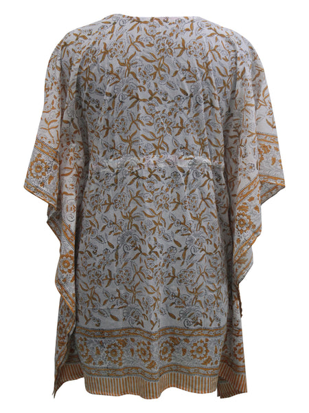 Women Hand Block Print 100%Cotton Kaftan Tunic Floral Top Hippie Wear