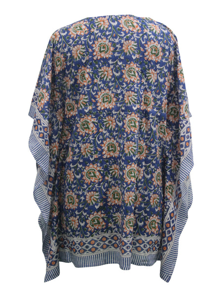 Women Hand Block Print 100%Cotton Kaftan Tunic Floral Top Hippie Wear