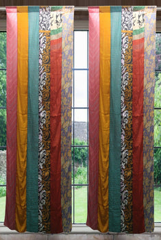 Old Silk Sari Curtain Drapes Boho Theme Home Decor