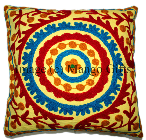 Indian Embroidered Suzani Cushion Cases/Covers (Wholesale lot 25 Pcs) - Mangogiftsstore