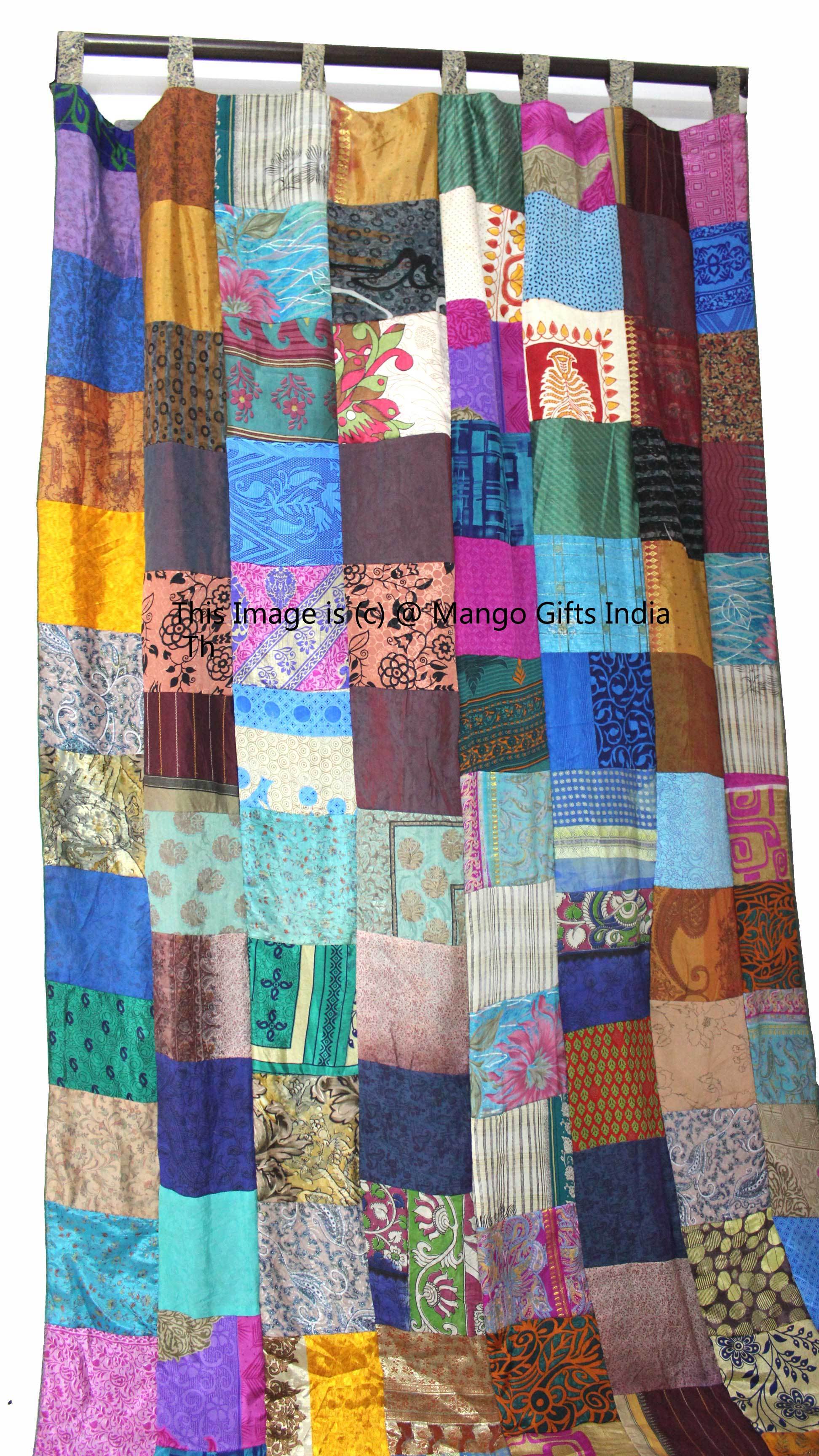 Boho,Boho Curtains,Boho Decor,Boho Theme,Drapes,Gypsy,Handcrafted,Handmade,Hippie,Hippie hippy,IndianSilk Sari,Multicolour,Old Sari,Panels,Patchwork,Recycled Sari,Vintage,Window Curtains