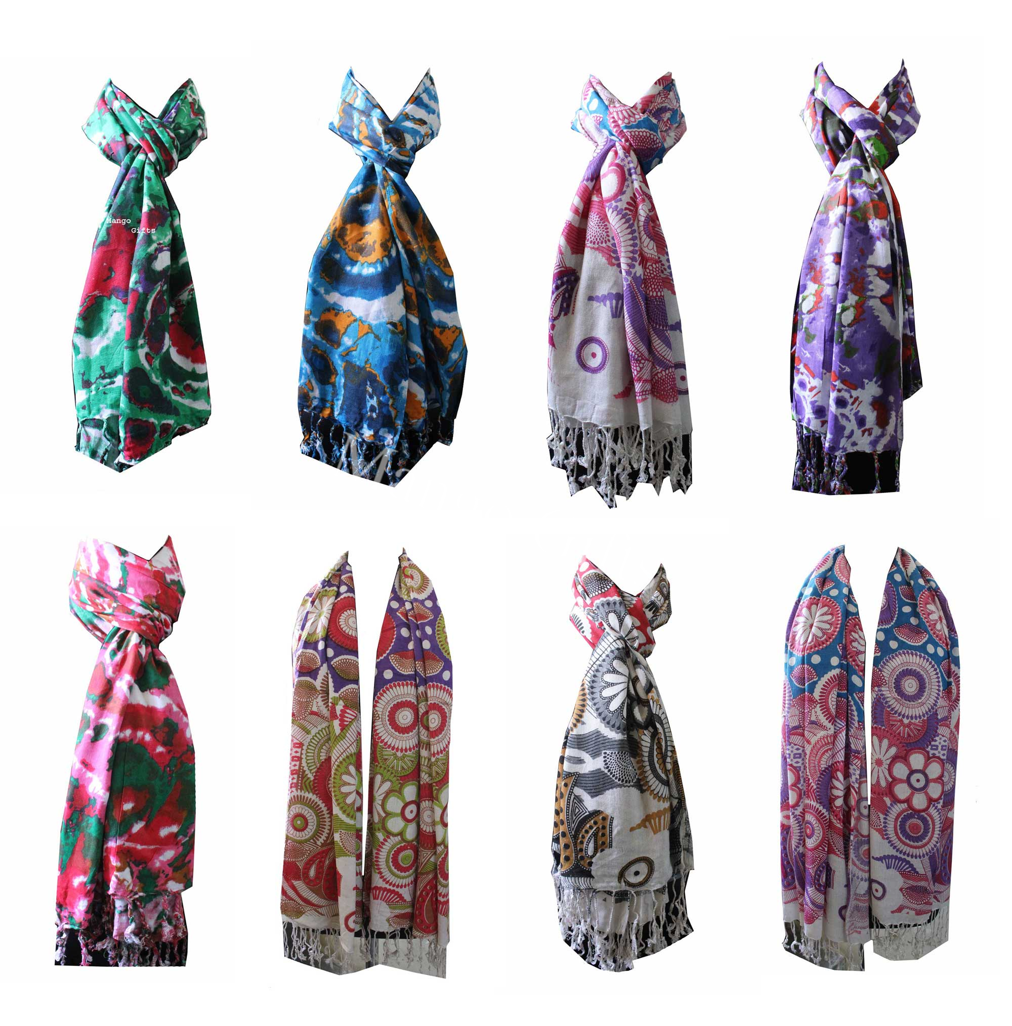 Colorful Women’s Tie-Dye Viscose Scarves - Lightweight