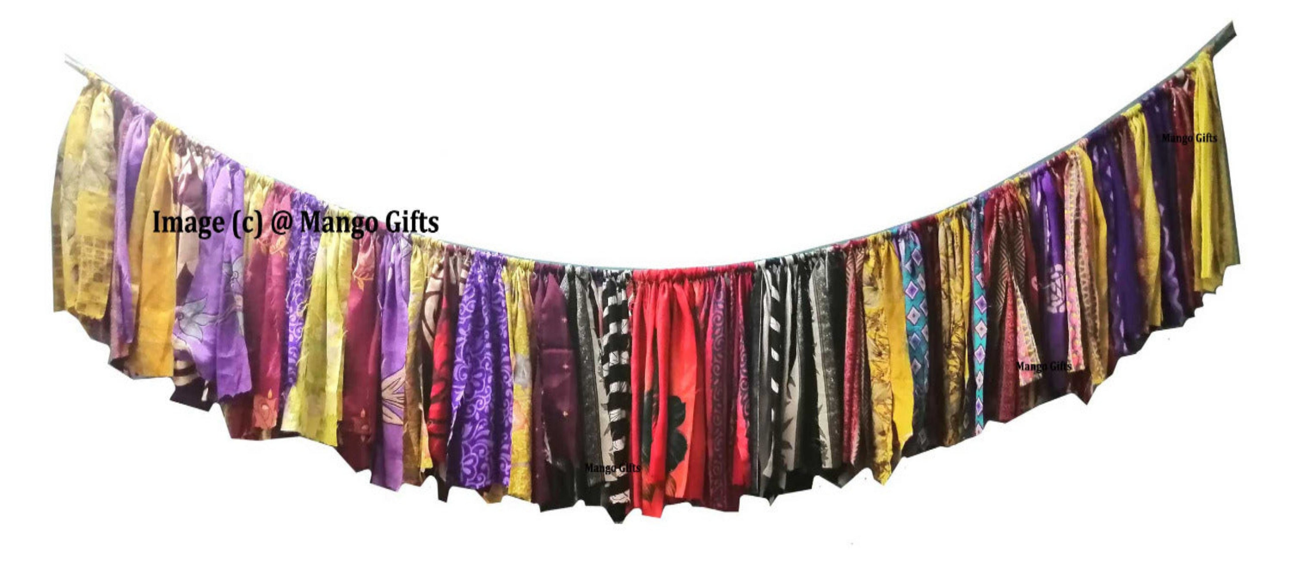 Eco-Friendly Silk Sari Valance - Bohemian Decor