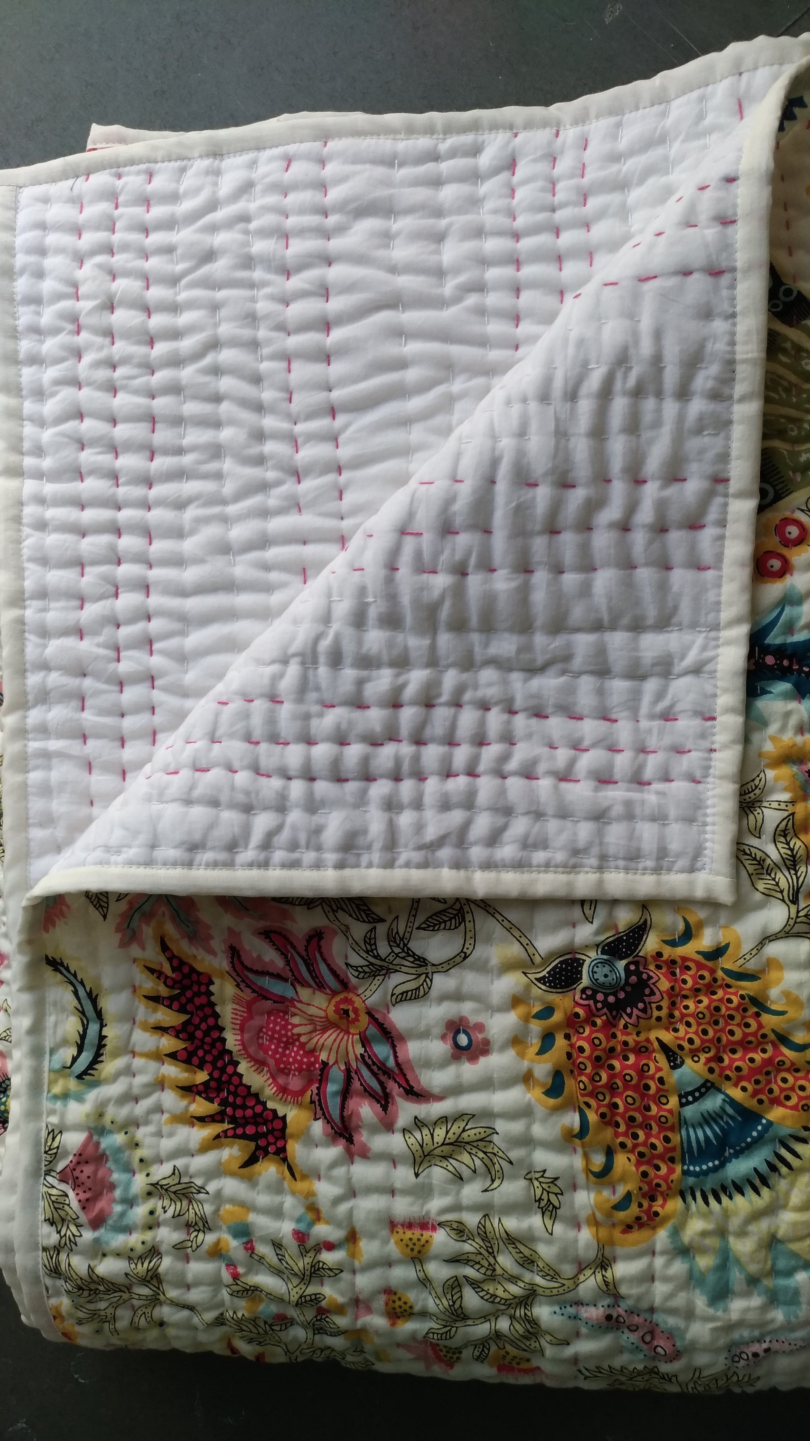 Indian Cotton Filled Kantha Reversible Blankets 60 x 90 inches Approx (Lot of 5 Pcs) - Mangogiftsstore