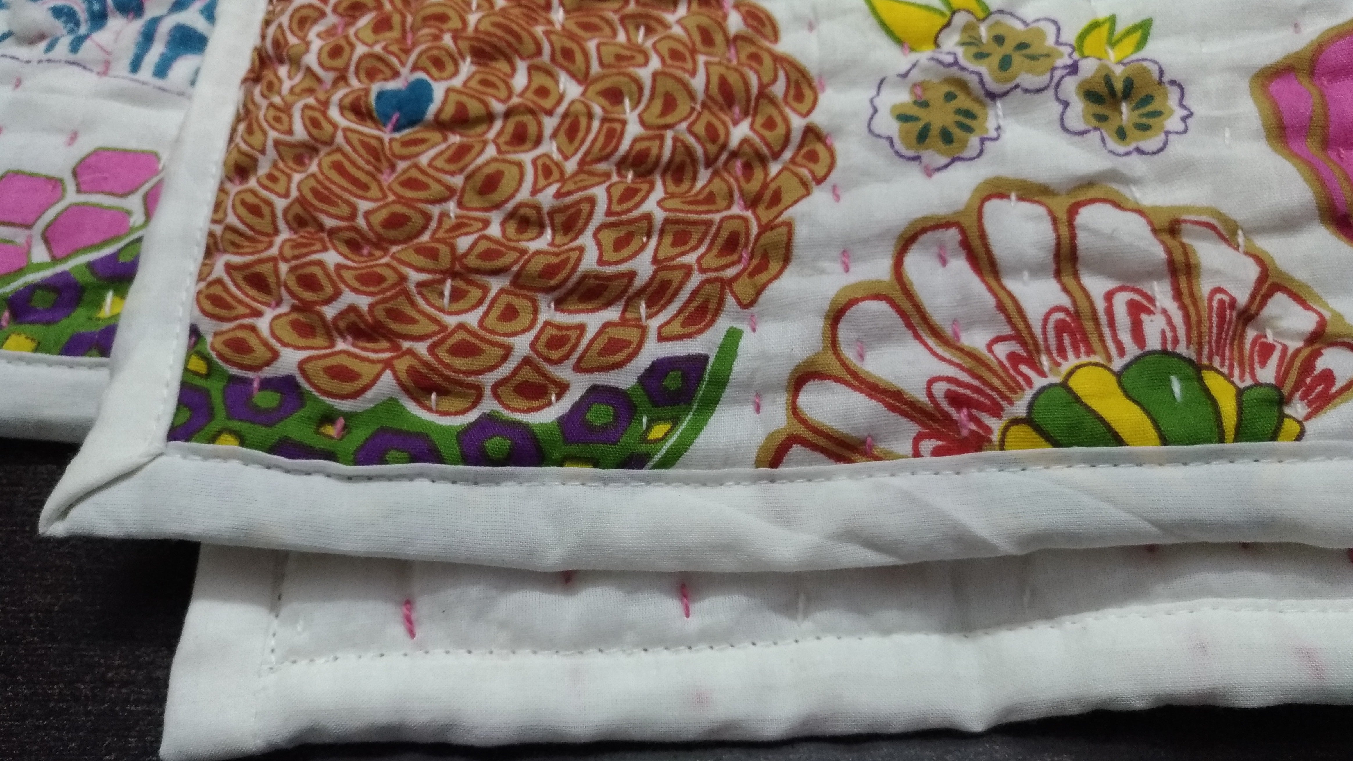 Indian Cotton Filled Kantha Reversible Blankets 60 x 90 inches Approx (Lot of 5 Pcs) - Mangogiftsstore