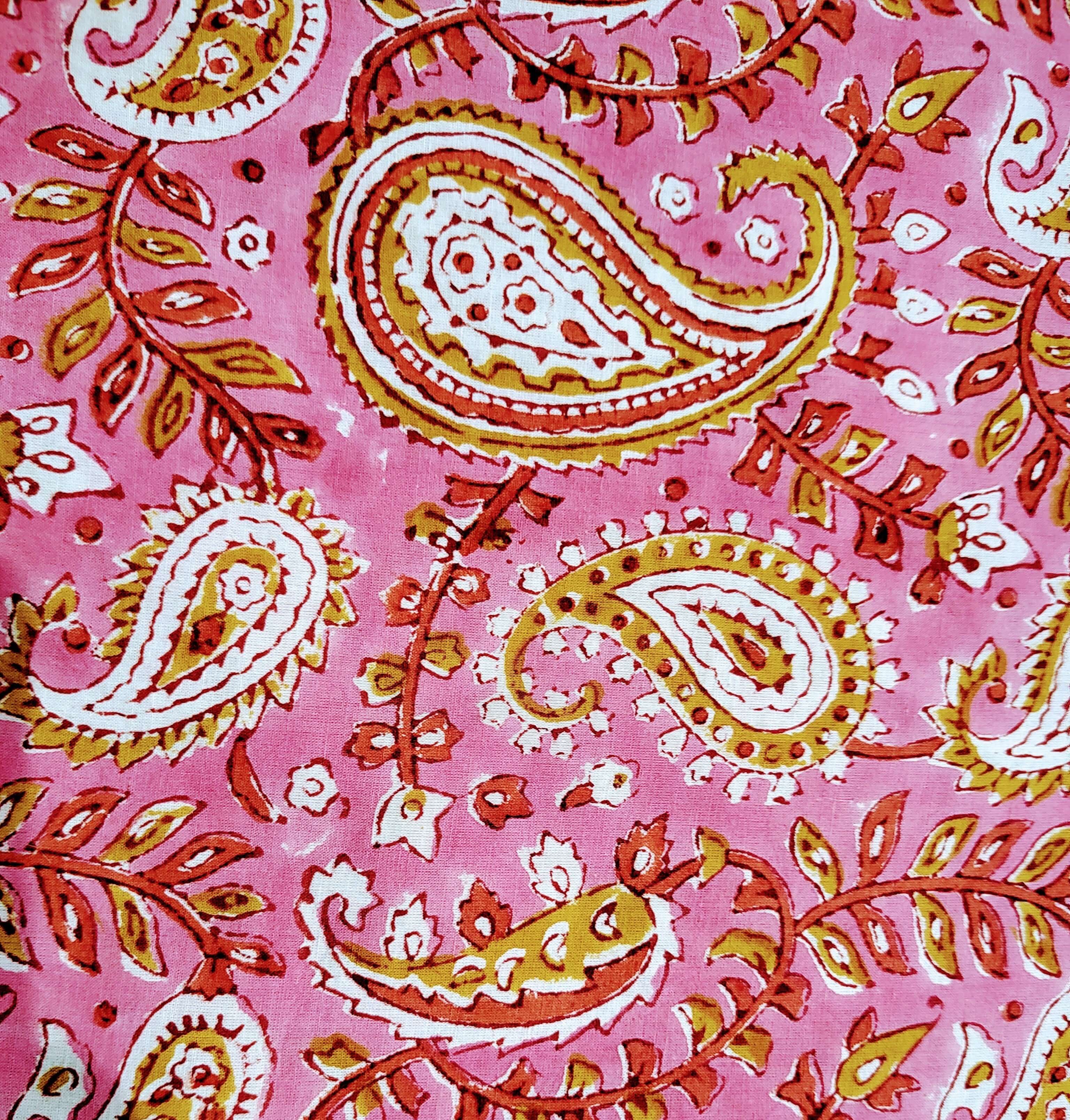 Hand-Block Print Cotton Floral Curtains - Bohemian Decor