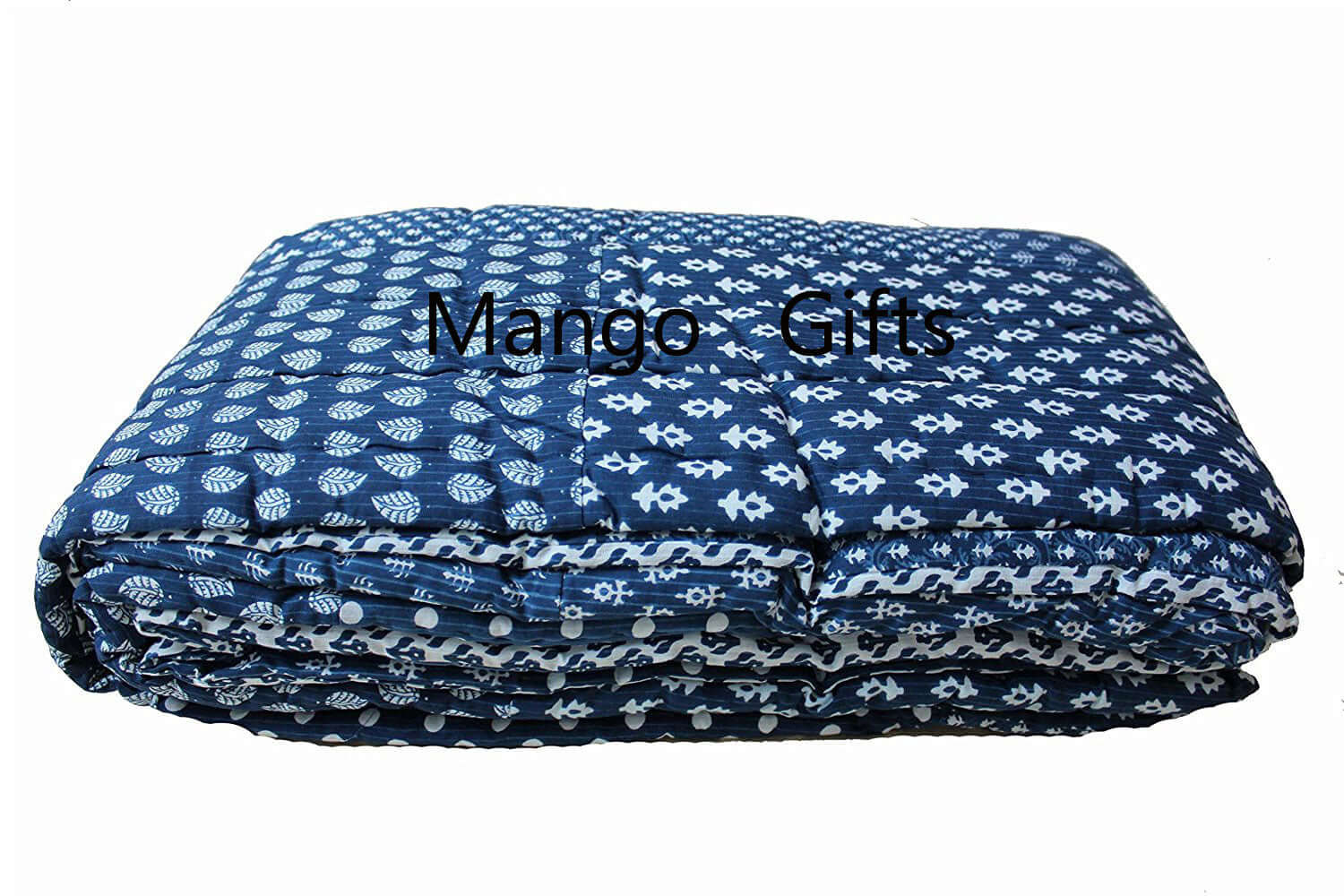 Indigo Patchwork Reversible Cotton Quilt - Twin Size Home & Garden