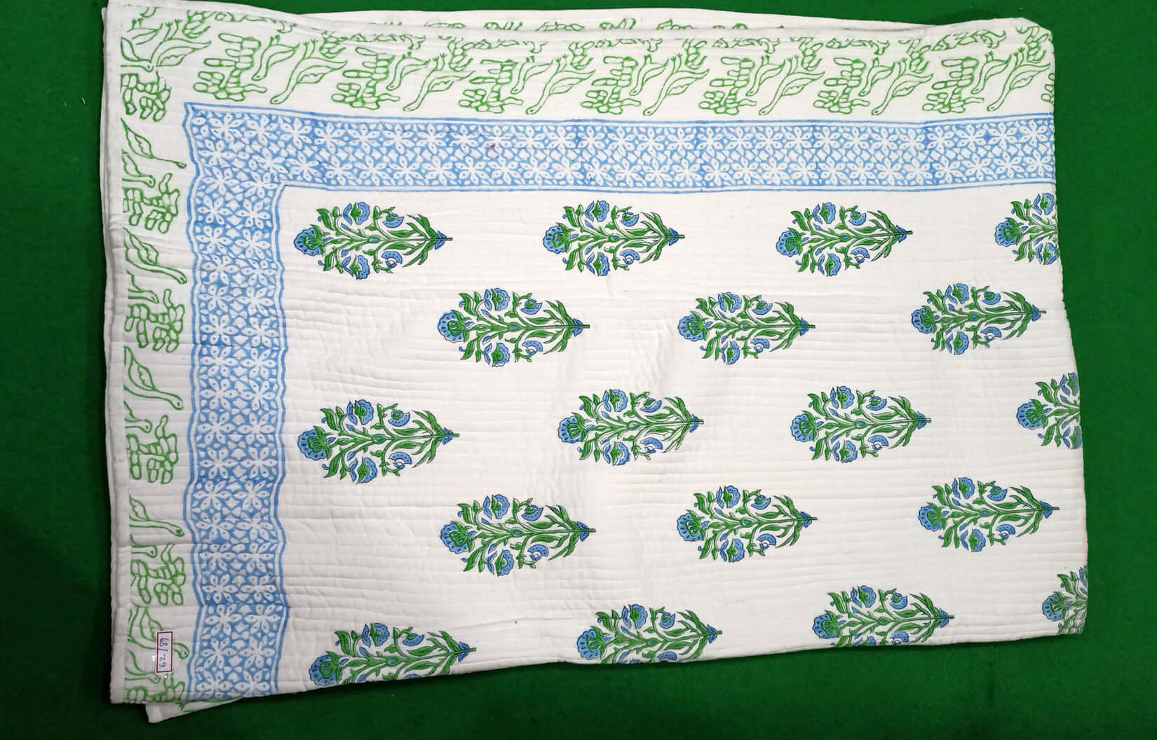 Floral reversible cotton quilt Jaipur Razai, 100% organic, lightweight, 62x89 inches bedspread and sofa throw.